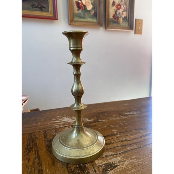 Vintage Brass Candlestick Holder 6" Tall Elegant Design Rustic Patina Home Decor - Picture 1 of 5